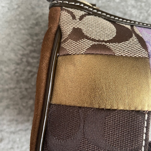 RARE Vintage Coach Holiday Patchwork Demi Shoulder Bag 7071 w/ Wristlet 👾 - Picture 6 of 13